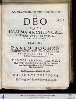 Conclusiones philosophicae de Deo