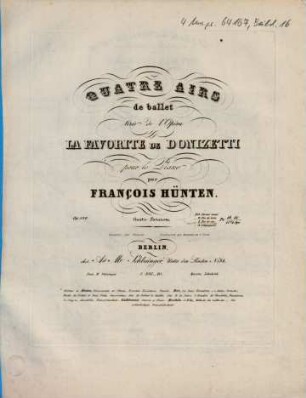 Quatre airs de ballet : tirés de l'opéra La favorite de Donizetti ; pour le piano ; op. 120. 3, Pas de six