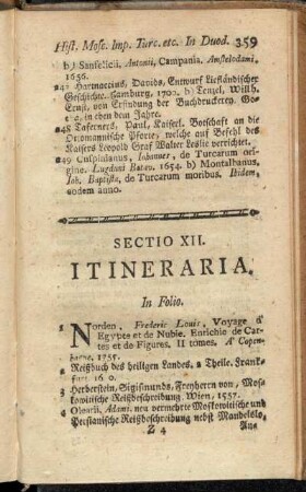 Sectio XII. Itineraria