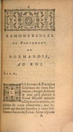 Remontrances Du Parlement De Normandie Au Roi : Du 27 Juillet 1754