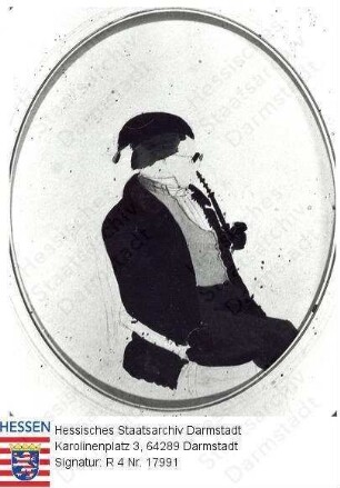 Louis, Georg Friedrich (1759-1846) / Porträt in Medaillon, im Profil, sitzend, eine Pfeife rauchend, Kniestück