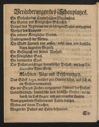 Veränderungen des Schauplatzes