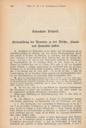 Sechszehnter Abschnitt. Heranziehung der Beamten zu den Reichs-, Staats- und Gemeinde-Lasten.