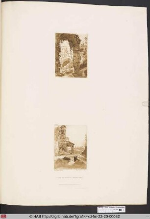 Zerstörter Bogen - antike Ruine (oben); San Giorgio in Velabro und der Arco degli Argentari(unten).