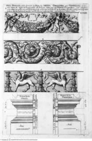 L'Academia Todesca della Architettura, Scultura e pittura: Oder Teutsche Academie der Edlen Bau- Bild- und Mahlerey-Künste:..., 1. Teil, 1. Buch, Tafel XXIIII: Ornamente zu den Friesen der Ionica, Corinthia und Composita