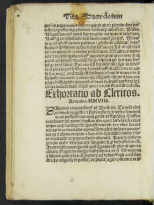 Exhortatio ad Clericos. Articulus .XXVIII.