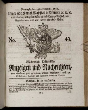 No. 43. Montags, den 23ten October, 1758.