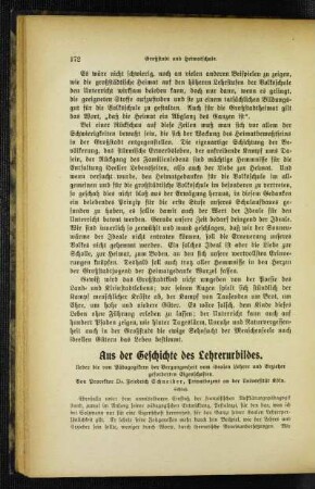 Aus der Geschichte des Lehrerurbildes : ueber die von Pädagogikern der Vergangenheit vom idealen Lehrer und Erzieher geforderten Eigenschaften ; Schluß