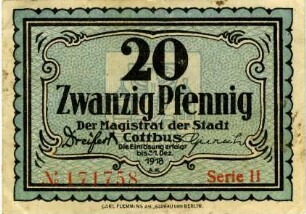 Cottbus, Stadt: 20 Pfennig