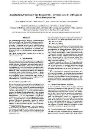 Accentuation, Uncertainty and Exhaustivity - Towards a Model of Pragmatic Focus Interpretation