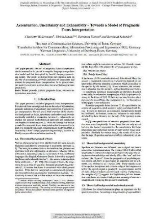 Accentuation, Uncertainty and Exhaustivity - Towards a Model of Pragmatic Focus Interpretation