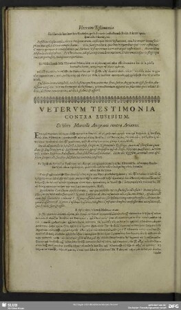 Veterum Testimonia Contra Eusebium