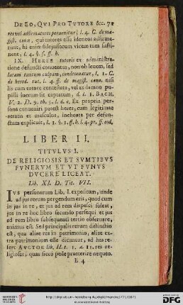 Liber II. De religiosis et sumtibus funerum et ut funus ducere liceat