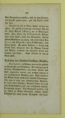 Daidalos, der (erdichtete) berühmte Künstler