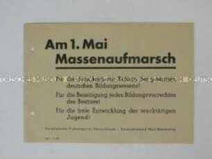 Flugblatt der SED mit einem Aufruf zum 1. Mai
