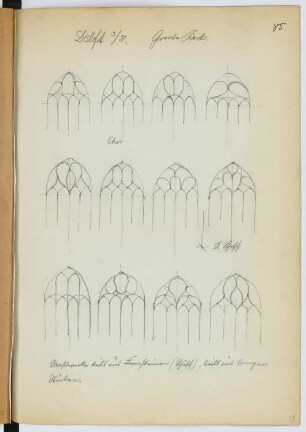 Nieuwe Kerk, Delft: Details Fenster (aus: Skizzen- und Fotoalbum 27)