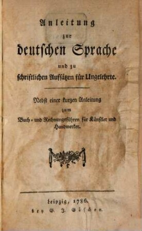 Anleitung zur deutschen Sprache