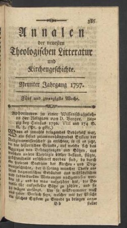 Fünf und zwanzigste Woche