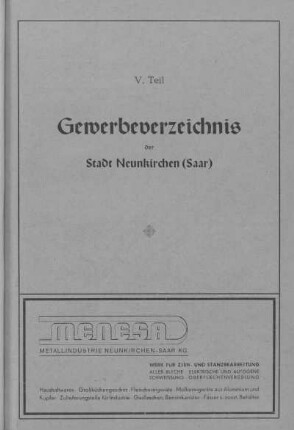 Teil 5: Gewerbeverzeichnis der Stadt Neunkirchen (Saar)