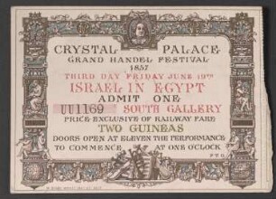 Eintrittskarte "Israel in Egypt", Crystal Palace 1857