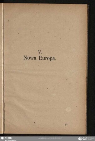 V. Nowa Europa