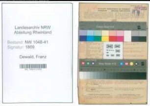 Entnazifizierung Franz Dewald , geb. 26.09.1912 (Schneider)