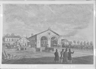 Dresden, Der ehemalige Leipziger Bahnhof : Dresden Leipziger Bahnhof, Stich, um 1839