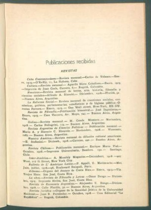 Publicaciones recibidas