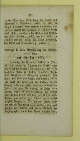 Ludwigs I. neue Vertheilung des Reichs. (837 - 838.) und sein Tod (840)