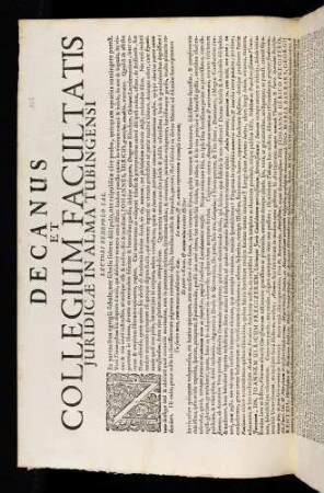Decanus Et Collegium Facultatis Juridicae In Alma Tubingensi Lectori Benevolo Sal.