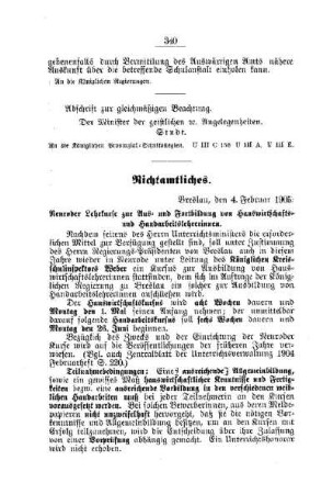 Neuroder Lehrkurse zur Aus- und Fortbildung von Hauswirtschafts- und Handarbeitslehrerinnen : [Nichtamtliches]