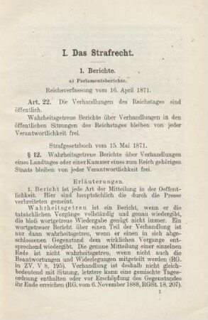 I. Das Strafrecht