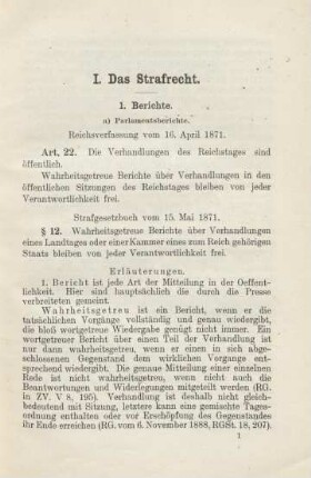 I. Das Strafrecht