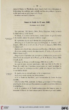Séance du Comité du 13 mars 1865