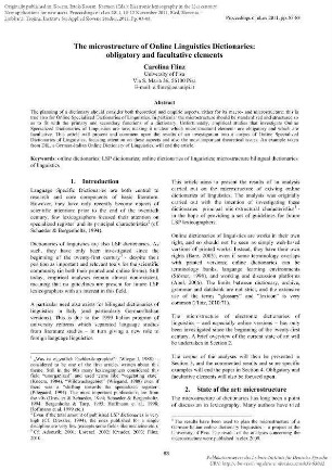 The microstructure of Online Linguistics Dictionaries: obligatory and facultative elements