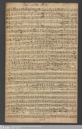 Ms. Ff. Mus. 1327 - Esto mihi : Sehet wir gehen hinauf gen Jerusalem pp. : â C. A. T. B., 2 violini, 2 hautbois, viola, chalcedon, violoncello e organo