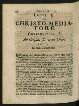 Locus II. De Christo Mediatore