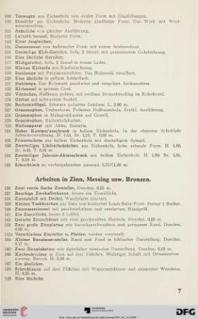 Arbeiten in Zinn, Messing usw. Bronzen (Nr. 136-190)