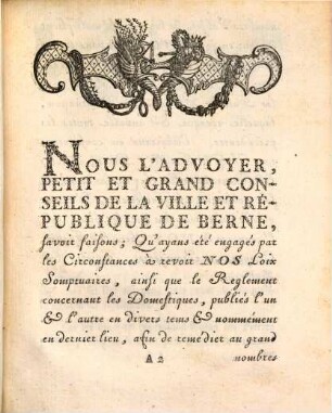 Loix Somptuaires de la République de Berne