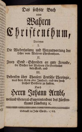 1105-1110, Titelblatt; Zuschrift; Vorrede an den Leser