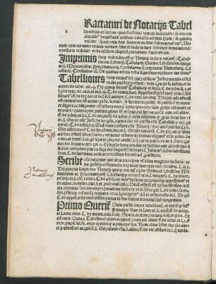 Tractaturi de Notariis Tabellionibus et scribis/ quorum officia/ tam in iudicialibus quam extra iudicialibus frequentantur actibus ....