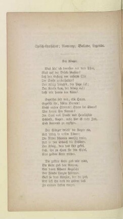 Epische-Lyrisches; Romanze, Ballade, Legende