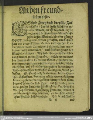 An den freundlichen Leser