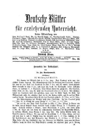 Geometrie der Volksschule : (Fortsetzung)