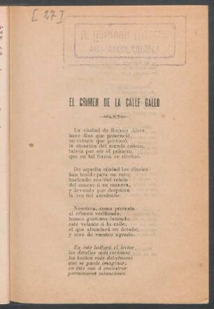 El crímen de la calle gallo