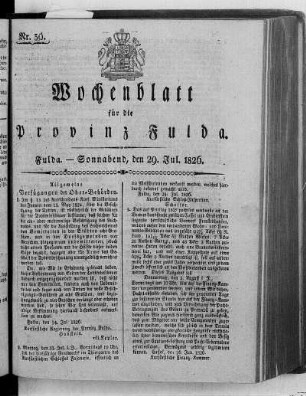 Nr. 30, Ausgabe vom 29. Juli 1826