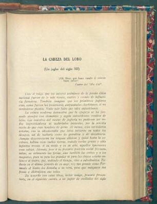 La cabeza del lobo : (Un juglar del siglo XII)