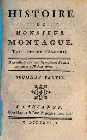 Histoire De Monsieur Montague, 2