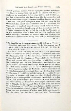 585-587 [Rezension] Acta conciliorum oecumenicorum; Tomus I. Vol I.