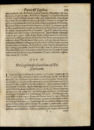 Cap. IX. De Legibus spectantibus ad Disciplinam.